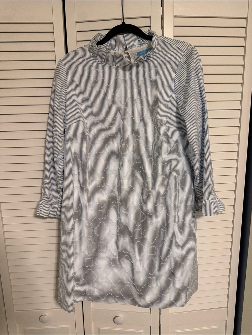 Draper James Light Blue and White Striped Midi Dress
